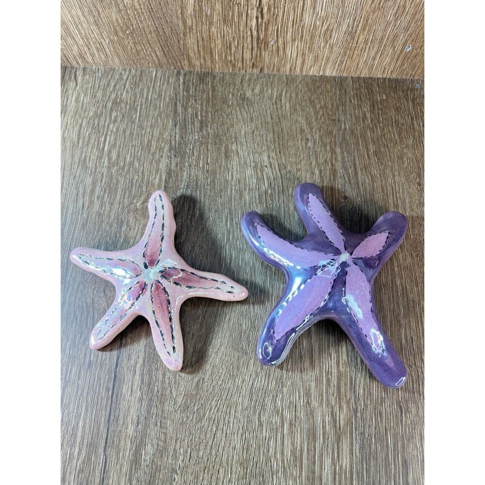 Blue Sky Clayworks Heather Goldminc Starfish Wall Plaque Lot Set of 2 Ceramic